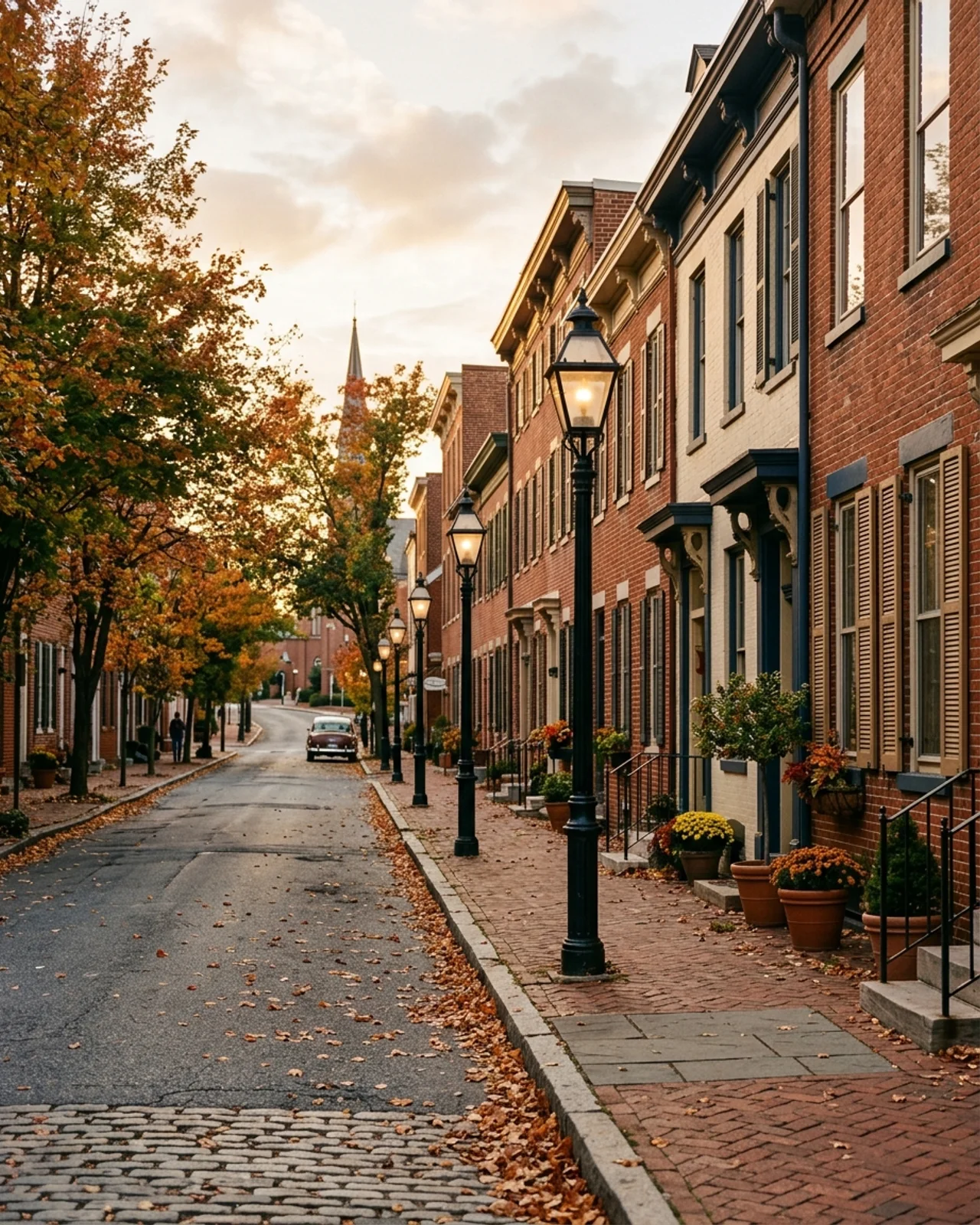 Downtown Frederick, Maryland — historic brick buildings near Carroll Creek where Charles F. Murphy Plumbing has served since 1953